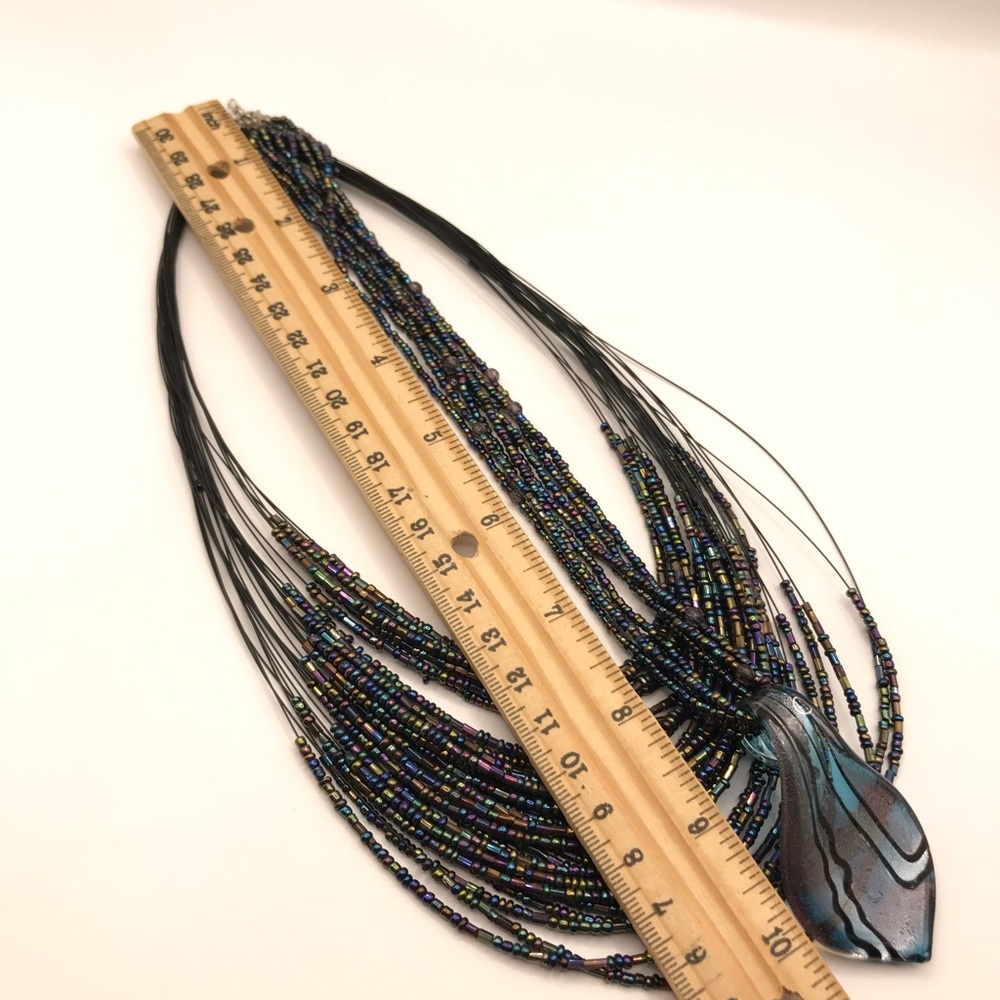 2 Multi-Strand Seed Bead & Glass pendant Necklaces - Picture 5 of 7